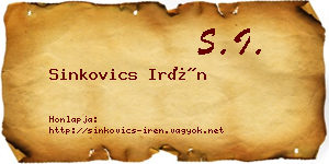 Sinkovics Irén névjegykártya